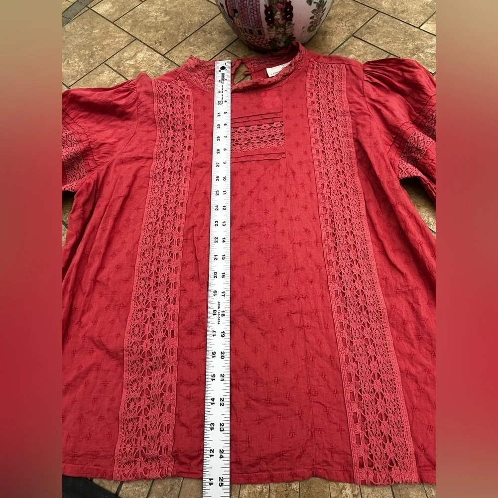 Women's Red Lace Detail Top - Picture 13 of 16
